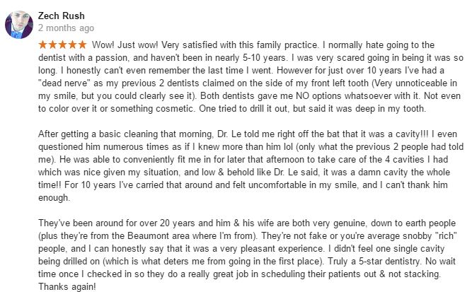Bunker Hill Dentistry Google Review